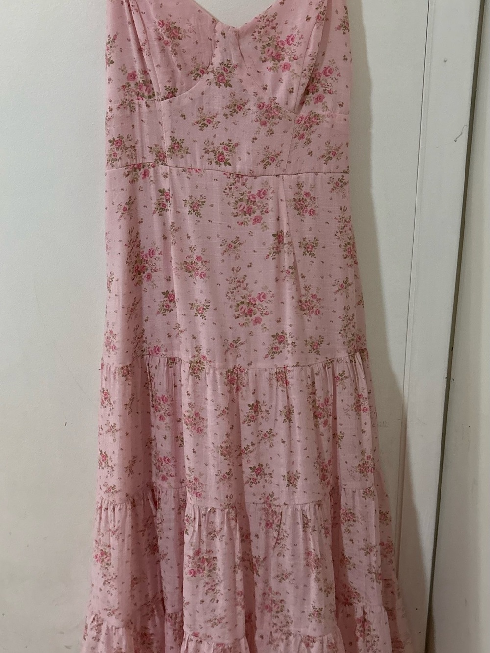 Trixxi Blush Pink Floral Tiered Maxi Dress
